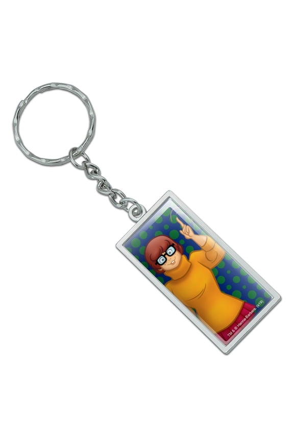 Rectangle Scooby Doo Velma Character Keychain in Chrome Plated Metal