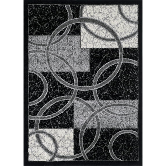 Rectangle Selena Black Geometric 5 ft. x 7 ft. Area Rug for Entryway, Living Room, Dinning Room, etc.