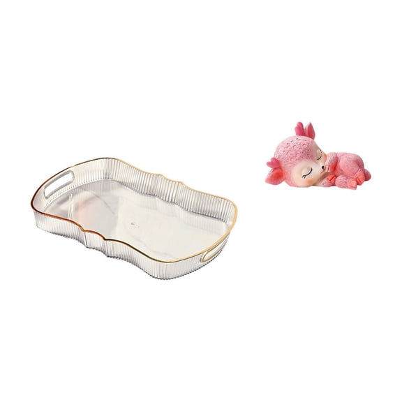 Rectangle Serving Tray Kitchen Fruit Dessert Tray Storage Tray Resin Deer Sculpture for Party Wedding Office Decoration