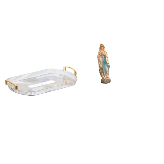 Rectangle Serving Tray Luther Statue Virgin Mary Figurine PP Resin Material Multifunction Home Organizer