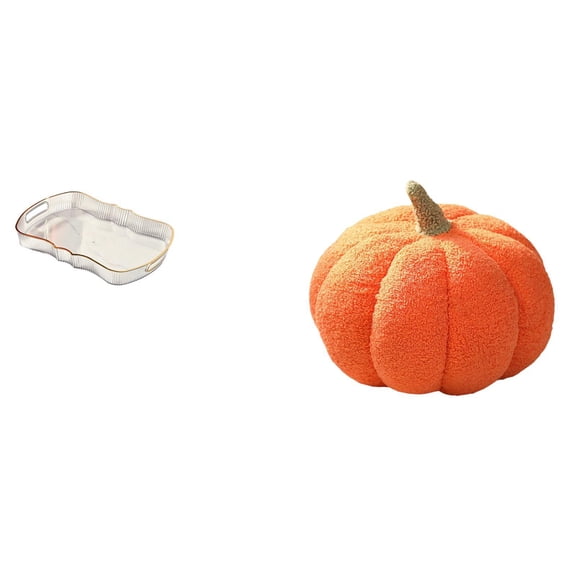 Rectangle Serving Tray Storage Tray Halloween Pumpkin Pillow Plush Material for Home Cafe Bedroom Use