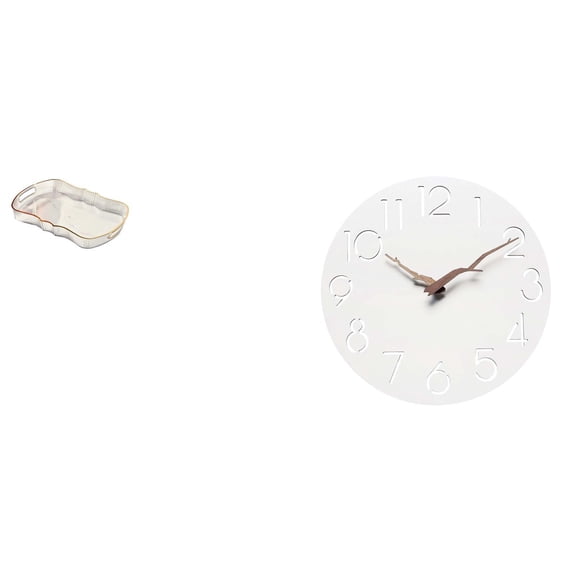 Rectangle Serving Tray Wall Clock Multifunction Home Organizer PP Material for Living Room Office Kitchen