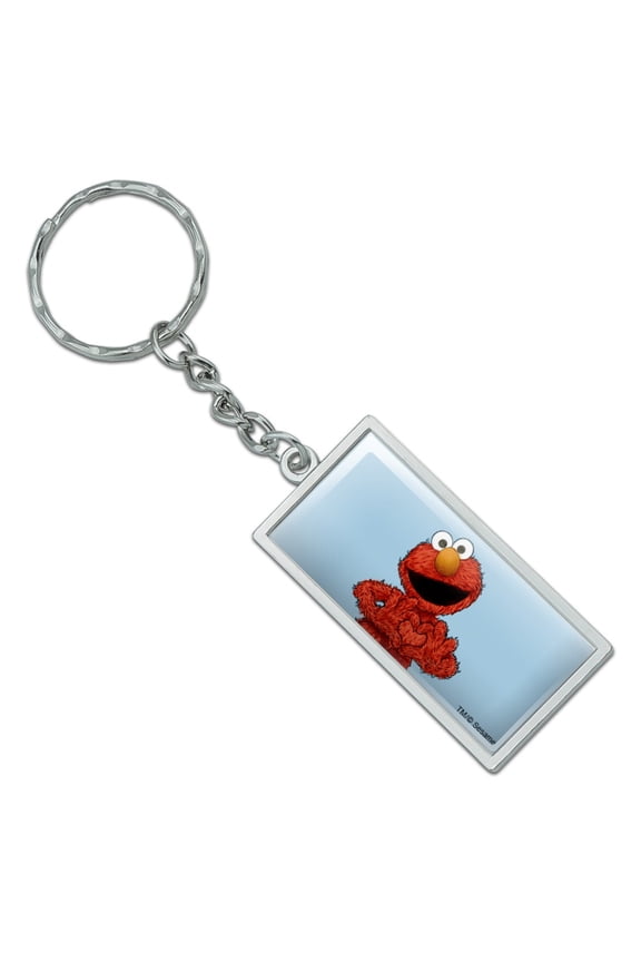 Rectangle Sesame Street Vintage Elmo Keychain in Chrome Plated Metal