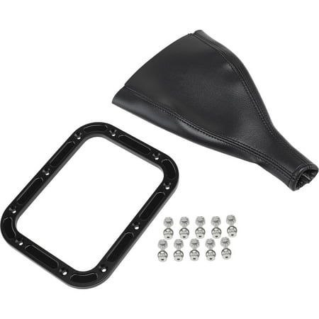 Rectangle Shifter Boot with Billet Aluminum Ring for Hot Rods: Black Anodized Finish, Premium Vinyl, 6-3/4" x 5-1/4", Easy Installation, Includes Stainless Steel Screws