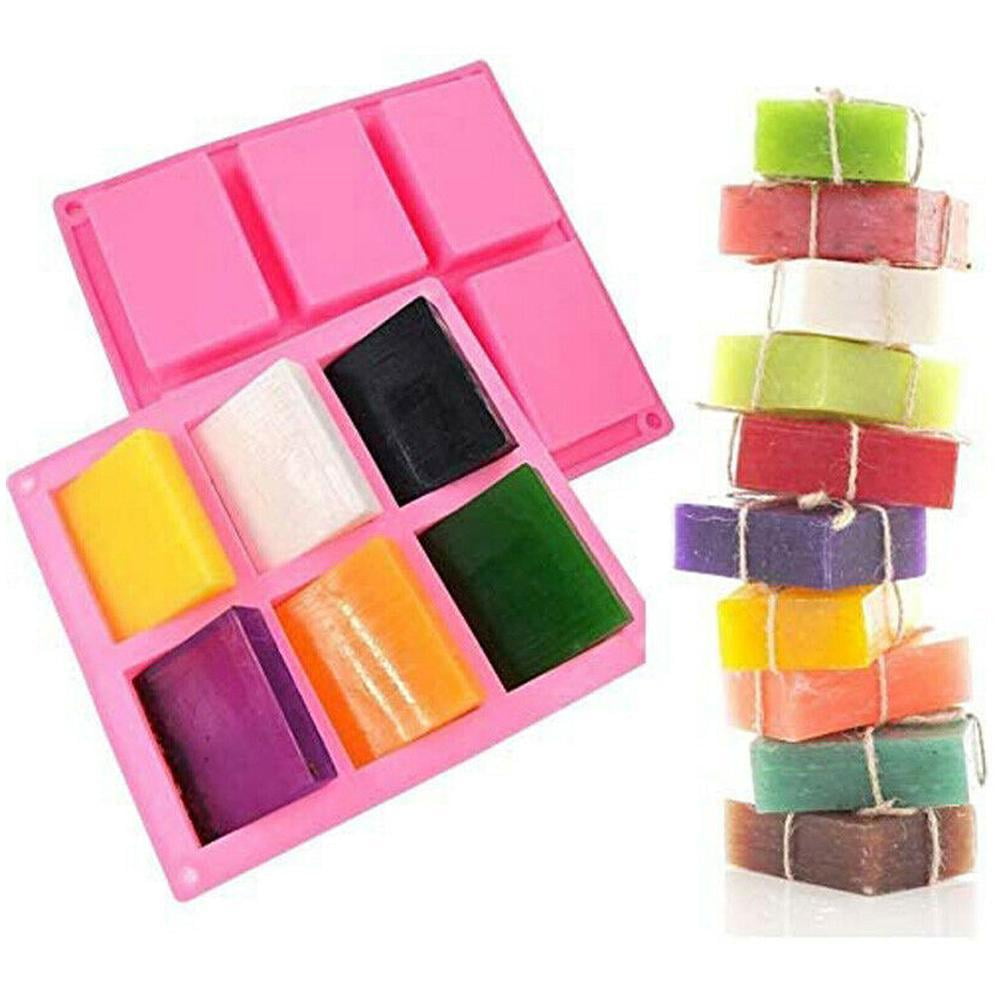 6 Cavity Silicone Soap Molds Square Rectangle Shape Handmade Soap Mold  Portable Unique Soap Making Tools