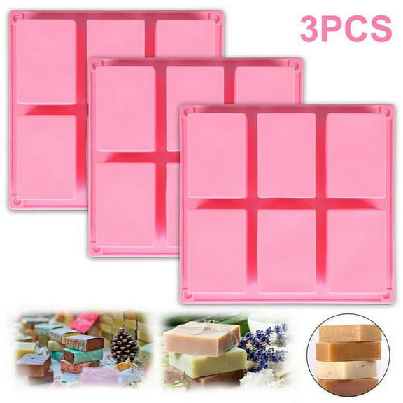 Rectangle Silicone Soap Mold, 6 Large Cavity DIY Molds Reusable Silicone Ice Cube Trays Molds for Soap Making Bar, Resin, Homemade Craft