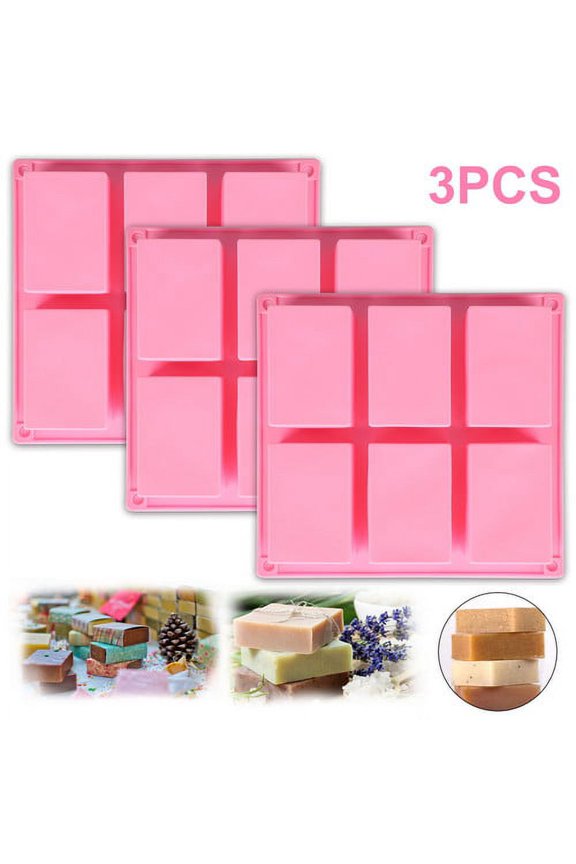 Rectangle Silicone Soap Mold, 6 Large Cavity DIY Molds Reusable Silicone Ice Cube Trays Molds for Soap Making Bar, Resin, Homemade Craft