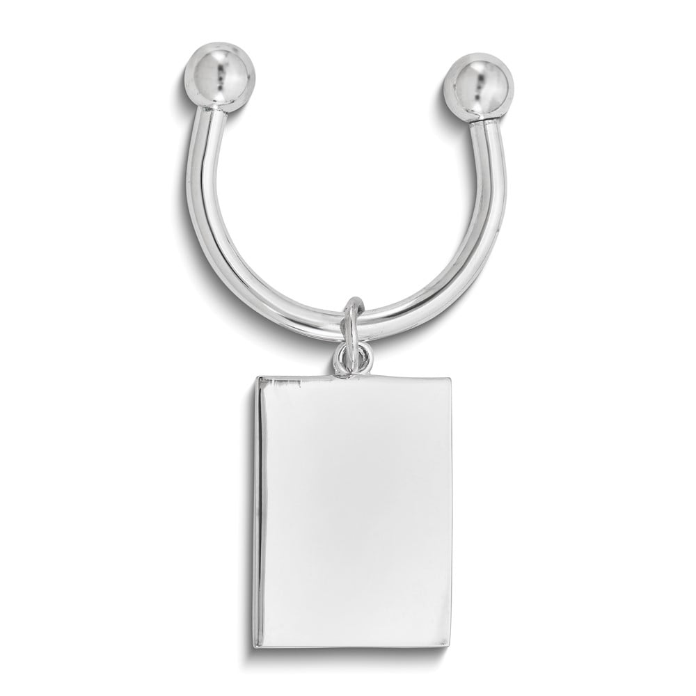 Rectangle Silver-tone Engravable Key Ring Q-GM4815
