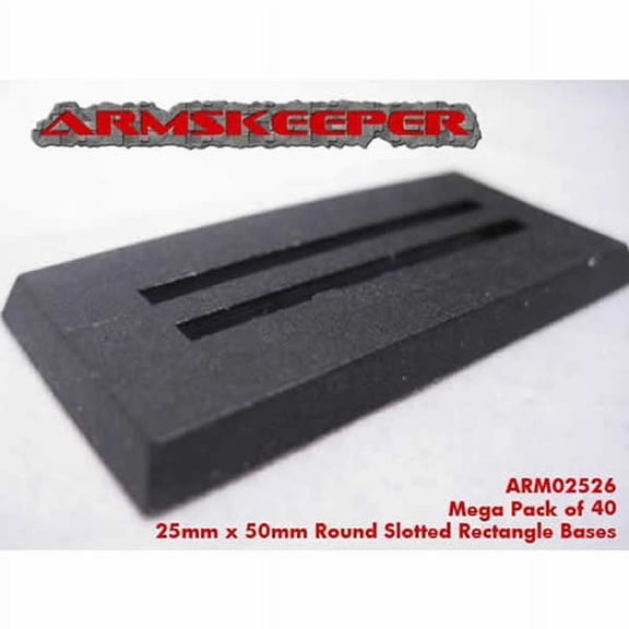 Rectangle Slotted 25mm x 50mm Miniature Bases Mega Pack of 40 ArmsKeeper