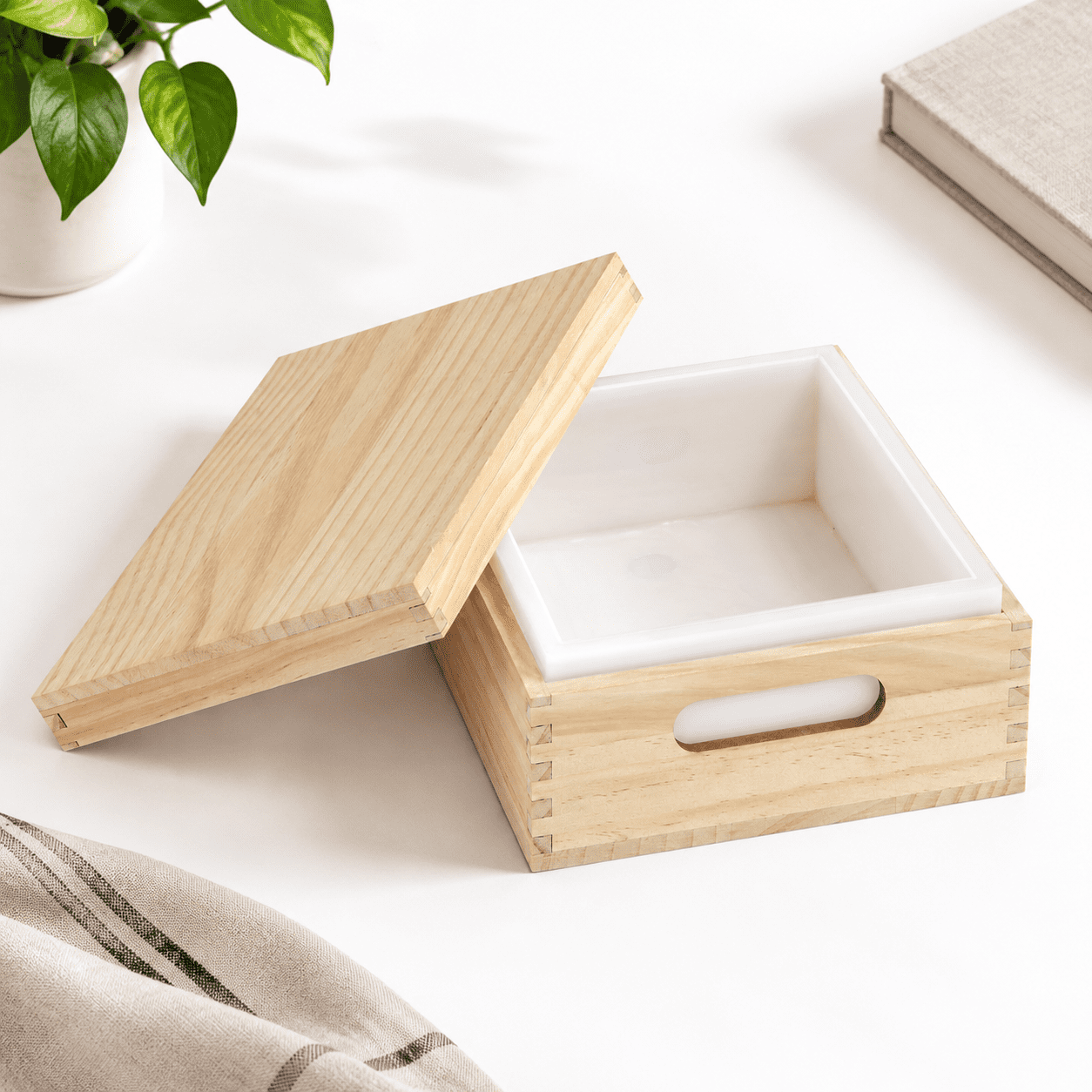 Rectangle Soap Molds For Making 2.2l/77oz Silicone Mold With Wooden Box ...