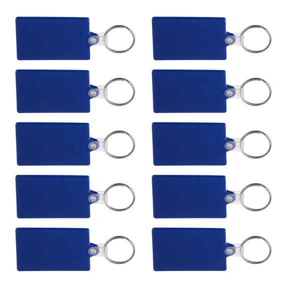 Rectangle Soft Keychains Set of 10, Bulk Pack - Perfect for Home, Tradeshows, Other Events - Blue