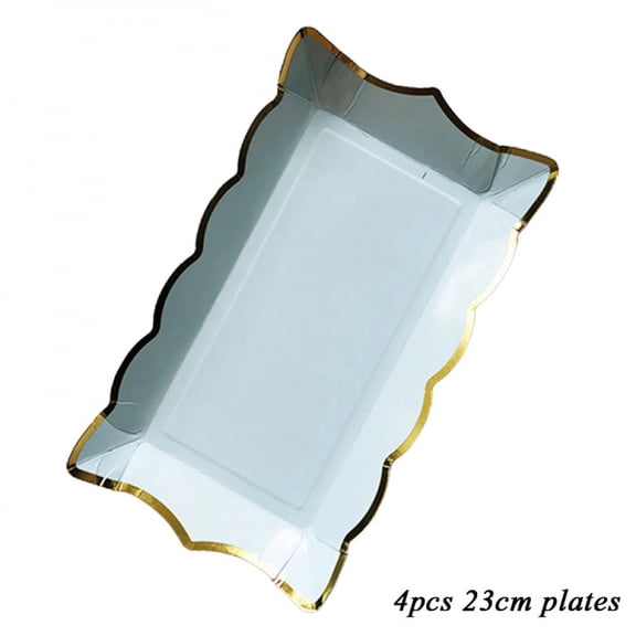 Rectangle Solid Color Disposable Tableware Paper Plates Kids Birthday Party Wedding Valentine's Day Decoration Supplies