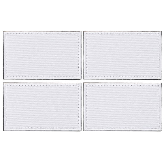 Rectangle Solid Flag Patch, 4 Pcs 3x2 Inch Embroidered Patch for Repair White