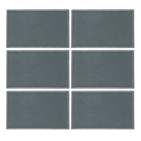 Rectangle Solid Flag Patch, 6 Pcs 3x2 Inch Embroidered Patch for Repair Gray
