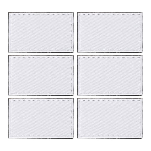 Rectangle Solid Flag Patch, 6 Pcs 3x2 Inch Embroidered Patch for Repair White