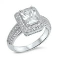 thumbnail image 1 of Rectangle Solitaire Clear CZ Wedding Ring .925 Sterling Silver Band White Jewelry Female Size 6, 1 of 4