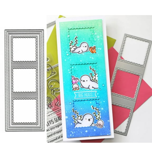 Rectangle Sqaure Frame Metal Die Cuts,Long Frame Square Christmas Card Cutting Dies Cut Stencils for DIY Embossing Photo Decorative Paper Dies Scrapbooking Card Making