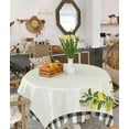 thumbnail image 1 of Rectangle/Square/Round Waterproof Tablecloths 60x60 Inch, Summer Lemon Polyester Table Cloth Table Cover Tabletop Decorations for Wedding Buffet Party Dinner Farm Black and White Buffalo Plaid, 1 of 6