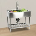 thumbnail image 1 of Modern Stainless Steel Kitchen Sink Freestanding Laundry Sink Silver with Faucet for Kitchens, Cafes, 1 of 15