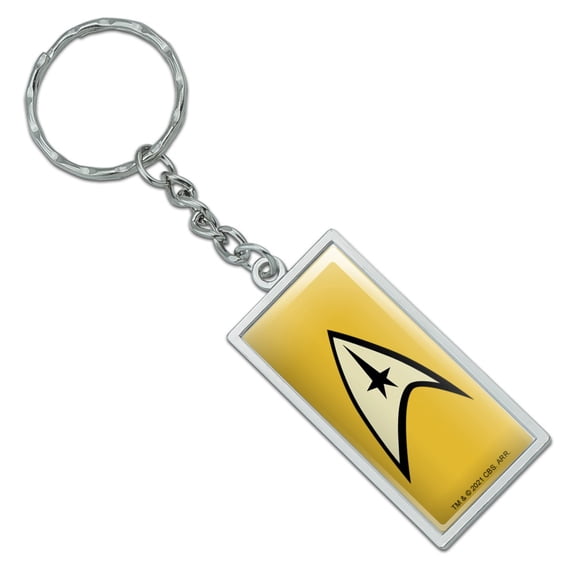 Rectangle Star Trek Command Shield Keychain in Chrome Plated Metal