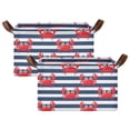 thumbnail image 1 of Rectangle Storage Basket with Handles Crab with Blue and White Stripes Pattern Collapsible Storage Bin Large Storage Bins Decorative for Clothes Toys Bedroom, 1 of 8