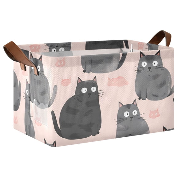 Rectangle Storage Basket with Handles Very Cute Gray British Cat Clip Art Very Cute Gray British Short-haire Collapsible Storage Bin Large Storage Bins Decorative for Clothes Toys Bedroom