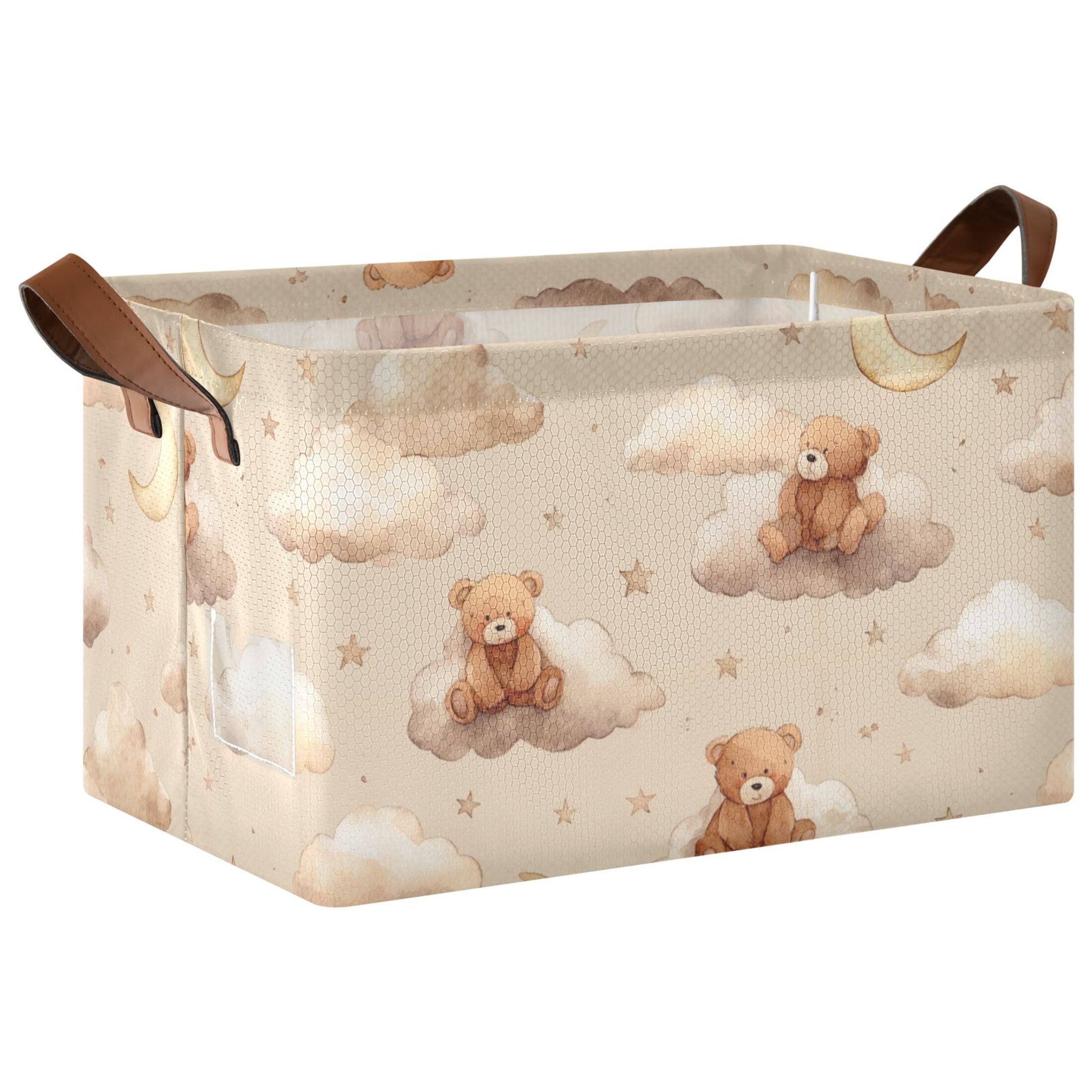 Collapsible Rectangular Case Rectangle Storage Basket with Handles Bear Cloud Star Collapsible ...