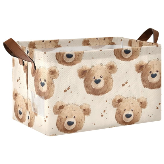 Rectangle Storage Basket with Handles Bear Lovely Collapsible Storage Bin Large Storage Bins Decorative for Clothes Toys Bedroom