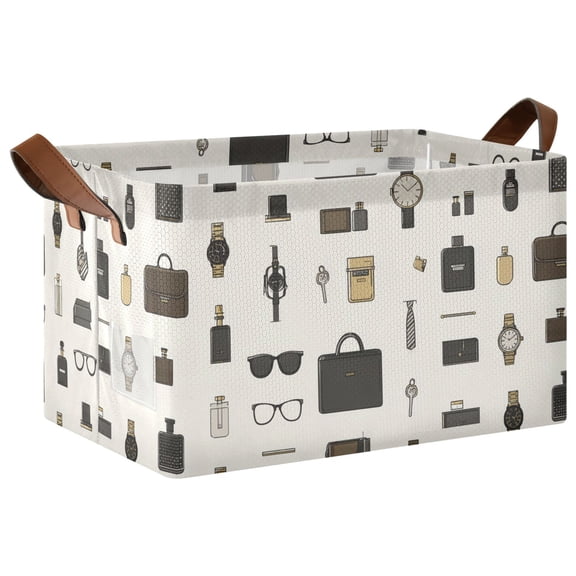 Rectangle Storage Basket with Handles Business Elite Items Collapsible Storage Bin Large Storage Bins Decorative for Clothes Toys Bedroom