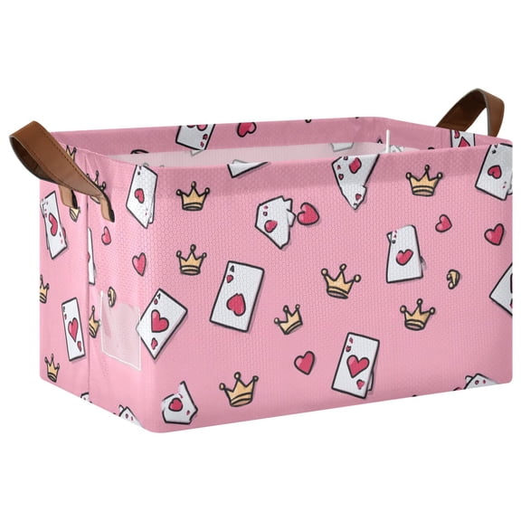 Rectangle Storage Basket with Handles Cards and Crowns Collapsible Storage Bin Large Storage Bins Decorative for Clothes Toys Bedroom