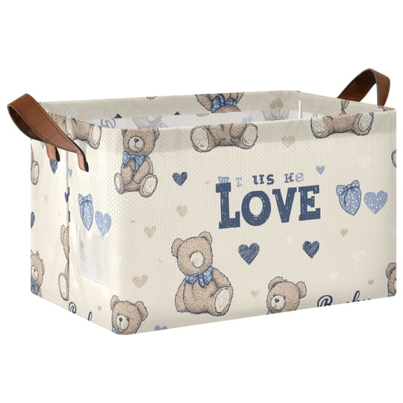 Rectangle Storage Basket with Handles Care Bear Collapsible Storage Bin Large Storage Bins Decorative for Clothes Toys Bedroom