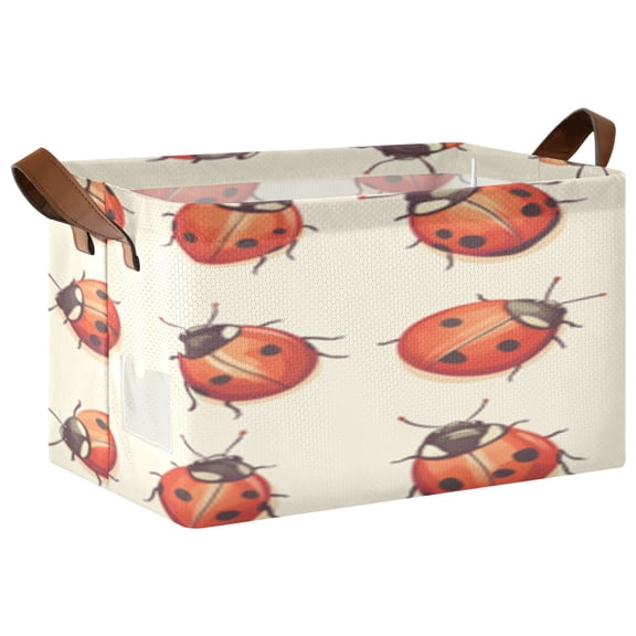Rectangle Storage Basket with Handles Cartoon Cute Ladybugs Collapsible Storage Bin Large Storage Bins Decorative for Clothes Toys Bedroom