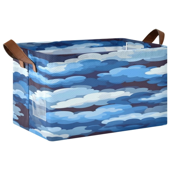 Rectangle Storage Basket with Handles Cascading Blue Clouds Collapsible Storage Bin Large Storage Bins Decorative for Clothes Toys Bedroom
