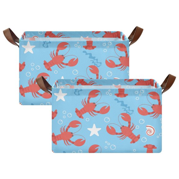 Rectangle Storage Basket with Handles Crayfish Shells Collapsible Storage Bin Large Storage Bins Decorative for Clothes Toys Bedroom