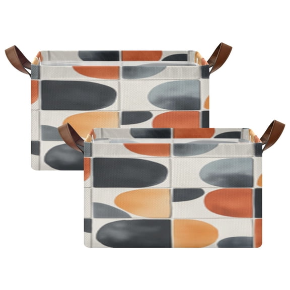 Rectangle Storage Basket with Handles Curved Tile Patterns Collapsible Storage Bin Large Storage Bins Decorative for Clothes Toys Bedroom