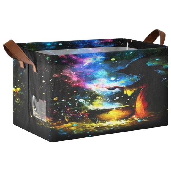 Rectangle Storage Basket with Handles Dark Witch and Potion Collapsible Bin Large Bins Decorative for Clothes Toys Bedroom
