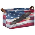 thumbnail image 1 of Rectangle Storage Basket with Handles Eagle Flag Collapsible Storage Bin Large Storage Bins Decorative for Clothes Toys Bedroom, 1 of 8