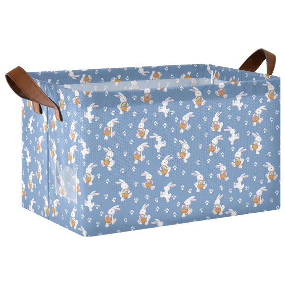 Rectangle Storage Basket with Handles Easter Rabbit Collapsible Bin Large Bins Decorative for Clothes Toys Bedroom