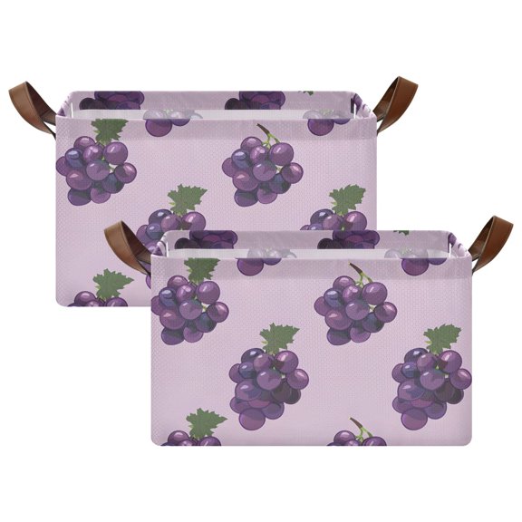 Rectangle Storage Basket with Handles Grape Tiling Collapsible Storage Bin Large Storage Bins Decorative for Clothes Toys Bedroom