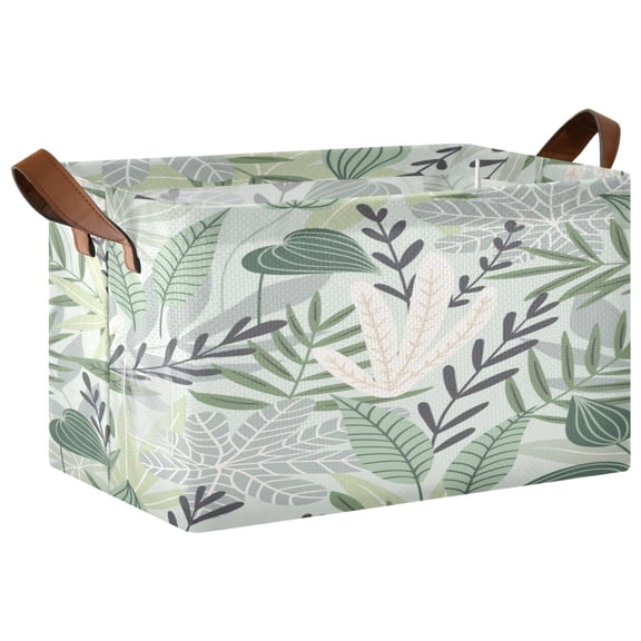 Rectangle Storage Basket with Handles Hawaii Leaves Collapsible Storage Bin Large Storage Bins Decorative for Clothes Toys Bedroom