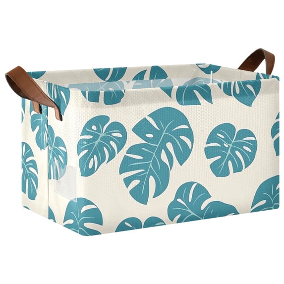 Rectangle Storage Basket with Handles Monstera Leaf Collapsible Storage ...