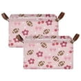 thumbnail image 1 of Rectangle Storage Basket with Handles Rugby Bow Flower Pattern Collapsible Storage Bin Large Storage Bins Decorative for Clothes Toys Bedroom, 1 of 8
