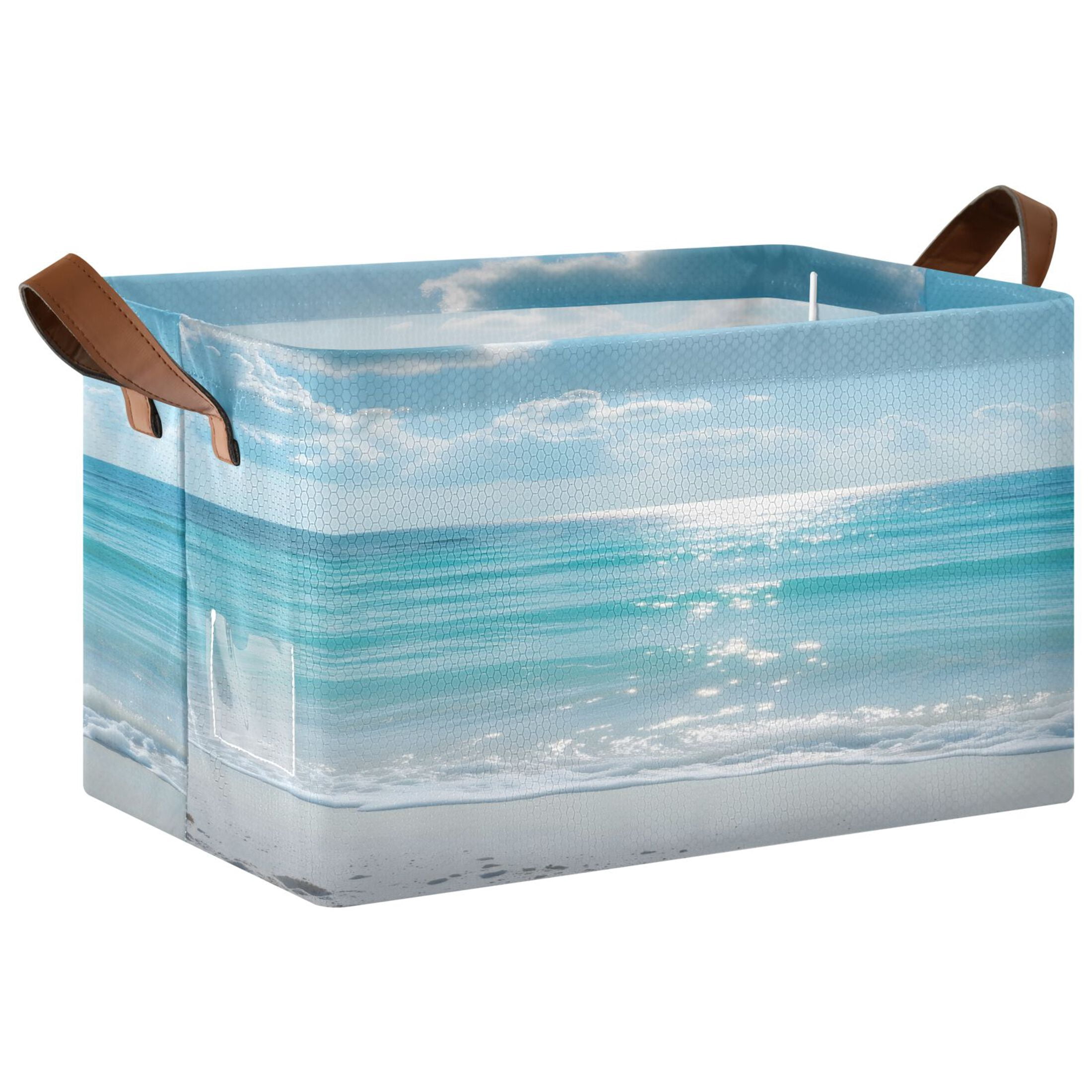 Rectangle Storage Basket with Handles Seaside Collapsible Storage Bin ...