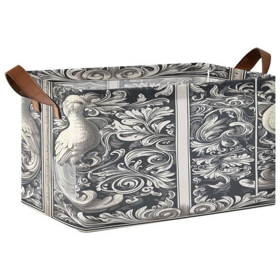 Rectangle Storage Basket with Handles Silver Artistic Gate Collapsible Storage Bin Large Storage Bins Decorative for Clothes Toys Bedroom