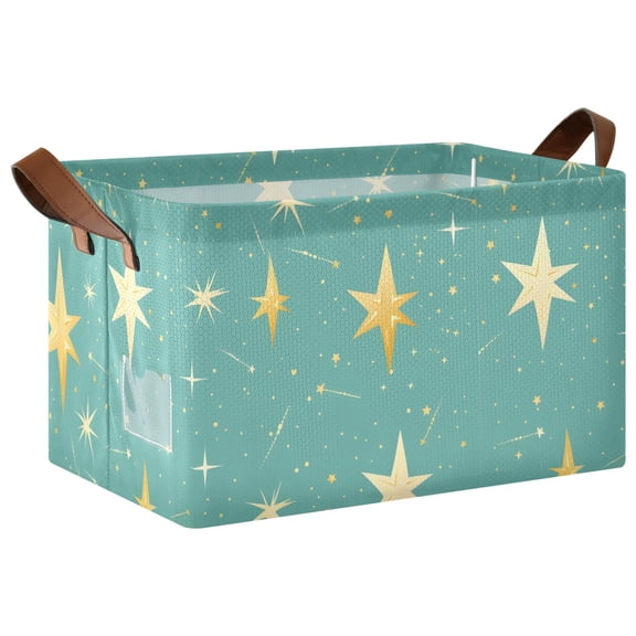 Rectangle Storage Basket with Handles Stars Collapsible Storage Bin Large Storage Bins Decorative for Clothes Toys Bedroom