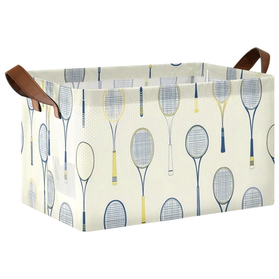 Rectangle Storage Basket with Handles Tennis Collapsible Storage Bin Large Storage Bins Decorative for Clothes Toys Bedroom