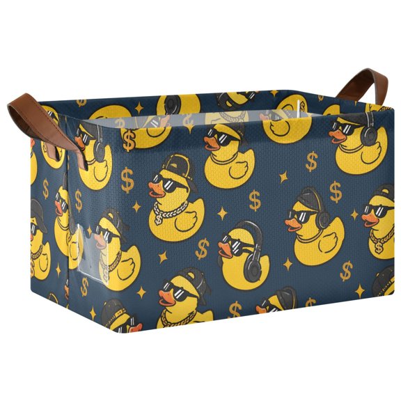 Rectangle Storage Basket with Handles Yellow Duck Collapsible Storage Bin Large Storage Bins Decorative for Clothes Toys Bedroom