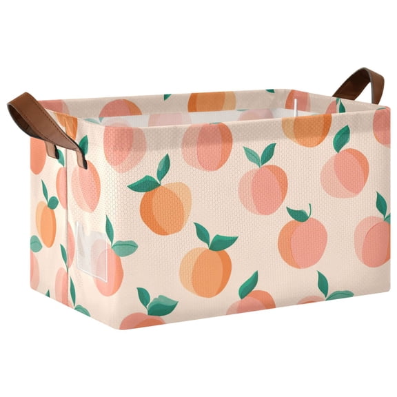 Rectangle Storage Basket with Handles Yellow Pink Peach Collapsible Storage Bin Large Storage Bins Decorative for Clothes Toys Bedroom