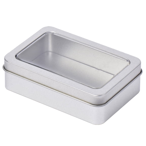 Rectangle Storage Box Small Storage Box Silver Color Jewelry Key Coin Container Playing Card Box Candy Storage Can