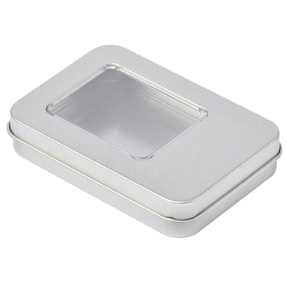 Rectangle Storage Box Small Storage Box Silver Color Jewelry Keys Coins Container Playing Cards Box Candy Storage Can